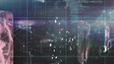 Animation of network of connections over data processing. Global technology, computing and digital interface concept digitally generated video.