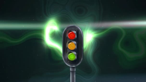 Animation Traffic Lights Neon Wave Dark Background Music Entertainment Technology — Video Stock