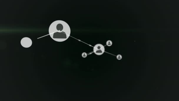 Animation Network Connections Icons Dark Background Global Science Connections Data — Stockvideo