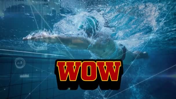 Animation Wow Swimmer Connections Video Games Communication Entertainment Concept Digitally — Stock videók