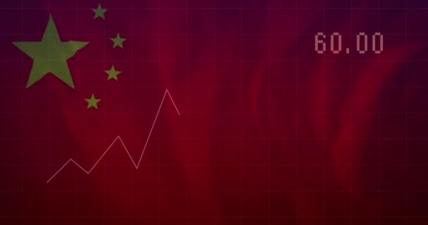 Animation Graphs Numbers Flag China China Finance Economy Technology Concept — Video Stock