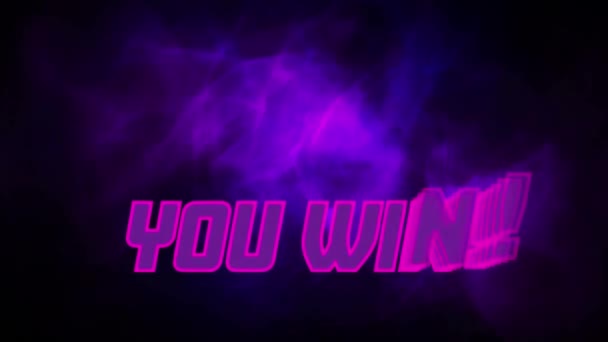 Animation You Win Purple Smoke Black Background Video Games Communication — Stock videók