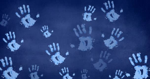 Animation Handprints Blue Background Public Service Day Celebration Concept Digitally — Stockvideo