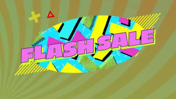 Animation Flash Sale Text Abstract Sunburst Template Sign Digital Composite — Stock videók