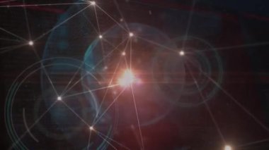 Animation of data processing, globe and network of connections. global connections, network and data processing concept digitally generated video.