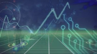 Animation of digital screen with diverse data, graphs and connections. Data processing, network, connections and digital interface concept digitally generated video.