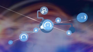 Animation of network of connections with people icons over digital cloud icon. Global cloud computing, data processing and digital interface concept digitally generated video.