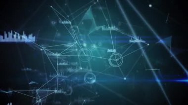Animation of data processing, globe and network of connections. global connections, network and data processing concept digitally generated video.