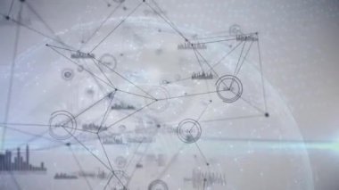 Animation of network of connections and globe over white background. global connections, business, digital interface, technology and networking concept digitally generated video.