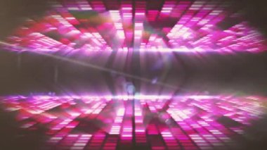 Animation of falling glowing pink lights over dark background. Color, movement, energy concept digitally generated video.