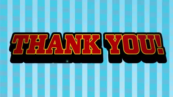 Animation Thank You Text Stripes Blue Background Global Social Media — Vídeo de Stock