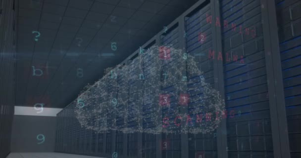 Animation Data Processing Cloud Icon Server Room Global Business Finances — Vídeo de Stock