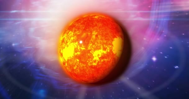 Animation Yellow Planet Smoky Pink Navy Space Planets Cosmos Universe — Vídeo de stock