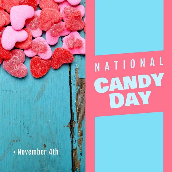 Composition National Candy Day Text Heart Candy National Candy Day — Φωτογραφία Αρχείου