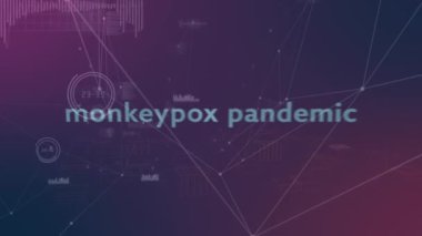 Animation of monkey pox pandemic over connections on violet background. Monkey pox, health and pandemic concept digitally generated video.