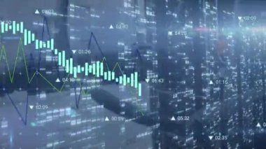 İstatistik ve finansal veri işleme animasyonu. küresel finans, iş ve veri işleme kavramı dijital olarak oluşturulmuş video.