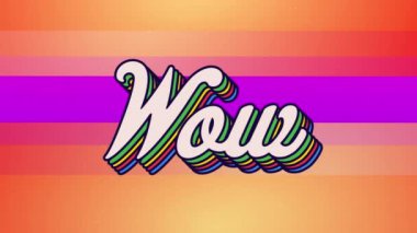 Animation of wow text on purple background. Social media and digital interface concept digitally generated video.