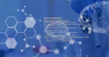 Animation of data processing over african american female nurse. Global medicine and digital interface concept digitally generated video