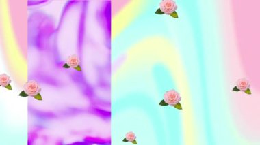 Animation of rose icons over shapes. Abstract background and digital interface concept digitally generated video.