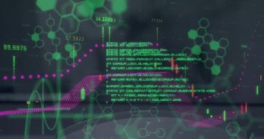 Animation of financial data processing over world map. Global finance, business, connections, data processing and digital interface concept digitally generated video.