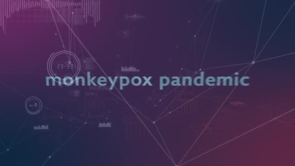 Animation Monkey Pox Pandemic Connections Violet Background Monkey Pox Health — Stockvideo