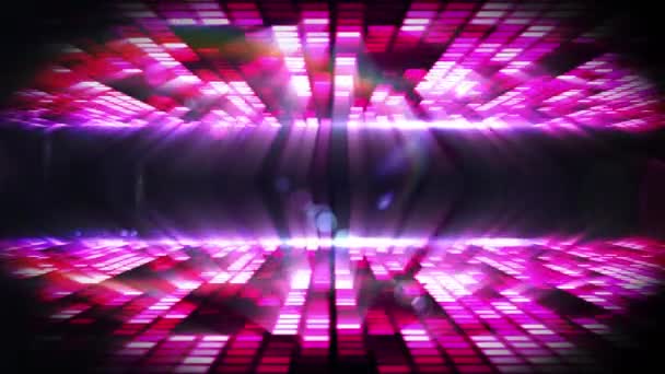 Animation Falling Glowing Pink Lights Dark Background Color Movement Energy — Vídeo de stock