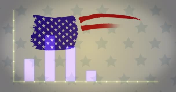Animation Graphs Flag Usa Stars Beige Background Oil Business Energy — Wideo stockowe