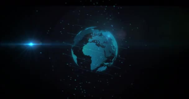 Animation Graph Globe Binary Code Global Network Connections Communication Data — Vídeo de stock