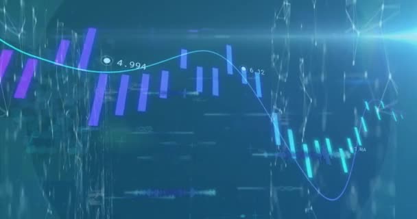 Digital Animation Text Circular Graphical Scanner Moving Candlestick Chart Graph — Stock video