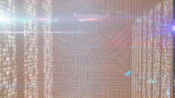 Animation Digital Bar Graph Moving Loop Electronic Circuit Board Patterns — Wideo stockowe