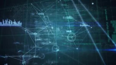 Animation of data processing, globe and network of connections. global connections, network and data processing concept digitally generated video.