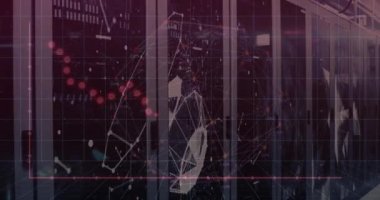 Animation of graphs and connections over servers. Global network, connections, communication, data processing, finance and technology concept digitally generated video.