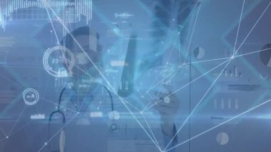 Animation of network of connections over world map. Human biology network technology and digital interface digitally generated video.