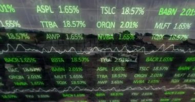 Animation of data processing over junkyard. Global science, connections, data processing and digital interface concept digitally generated video.