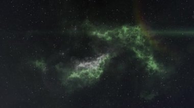 Animation of glowing stars and moving cloud over dark nights sky. Color, movement, energy concept digitally generated video.