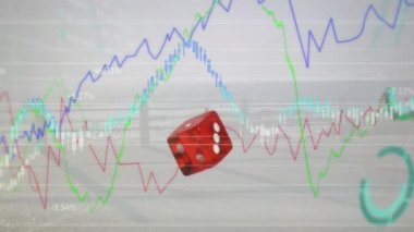 Animation of financial data processing over cube. Global business, finances, data processing and digital interface concept digitally generated video.