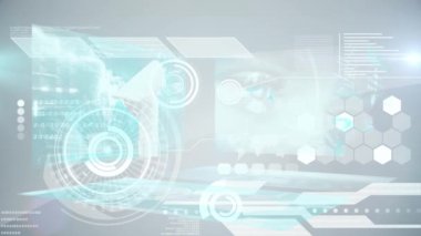 Animation of data processing over light background. Global business and digital interface concept digitally generated video.