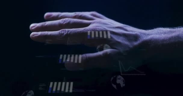 Animation Hands Caucasian Man Using Touchscreen Diverse Data Digital Interface — Vídeo de Stock