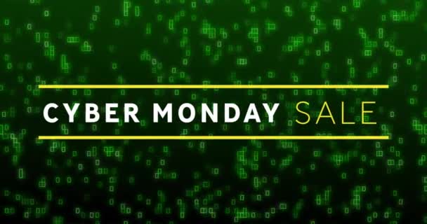 Animation Cyber Monday Sale Black Background Green Lights Shopping Sales — Vídeos de Stock