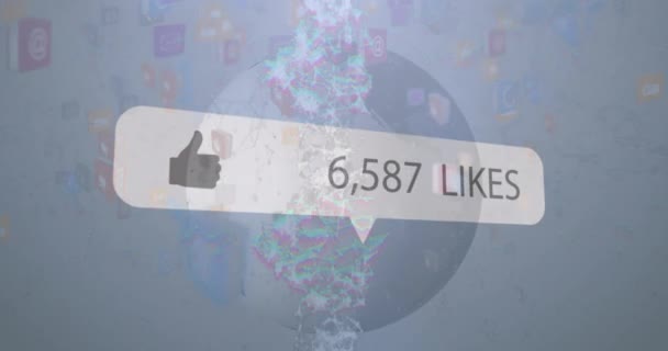 Animation Speech Bubble Number Increasing Globe Logos Blue Backgrounds Digital — Stok video