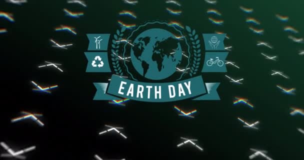 Animation Earth Day Globe Black Background Moving Lines Earth Day — Wideo stockowe