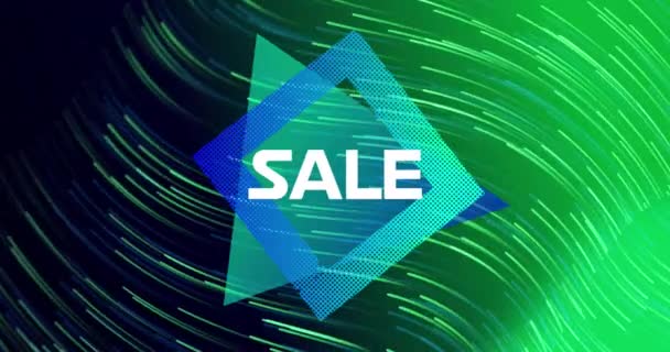 Animation Sale Square Black Green Background Lines Shopping Sales Promotions — Stock videók