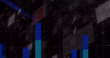 Animation of lights, graphs and data on digital screen. Colour, shape, movement, data and technology concept digitally generated video.