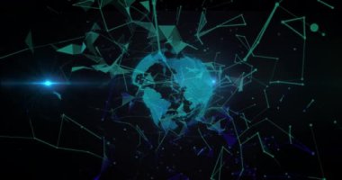 Animation of network of connections over globe. Global technology, computing and digital interface concept digitally generated video.