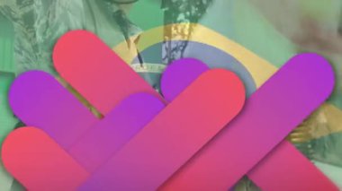 Kafkas askerleri üzerinde şekillerin ve Brezilya bayrağının canlandırılması. Ordu, asker ve vatanseverlik kavramı dijital olarak üretiliyor..