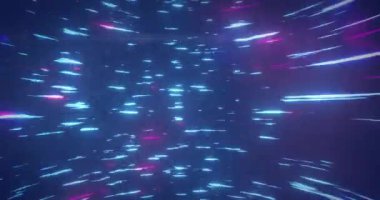 Animation of light trails over network of connections on black background. Global technology, computing and digital interface concept digitally generated video.