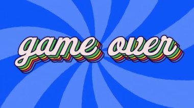 Animation of game over text on blue background. Social media and digital interface concept digitally generated video.