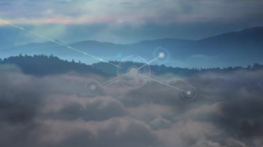 Animation of network of connections over landscape. global connections, data processing and digital interface concept digitally generated video.