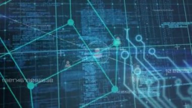 Animation of digital screen with diverse data, cube, integrated circuit and connections. Data processing, network, connections and digital interface concept digitally generated video.