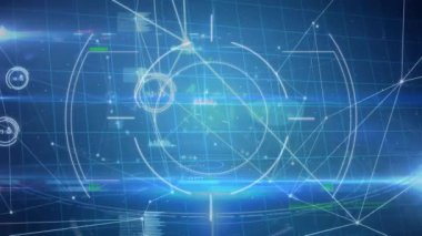 Animation of network of connections over data processing. Global data processing and digital interface concept digitally generated video.